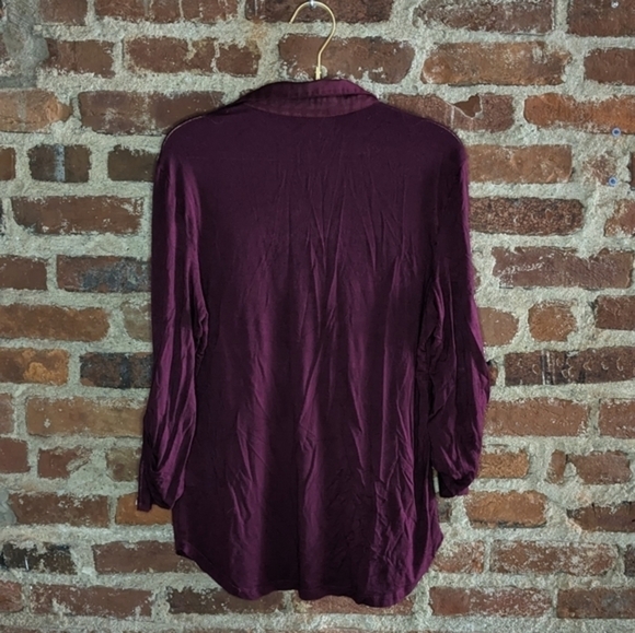 Skies are Blue XL Maroon Collared Tunic Shirt w/ Roll Up Sleeves‎ - Picture 6 of 10